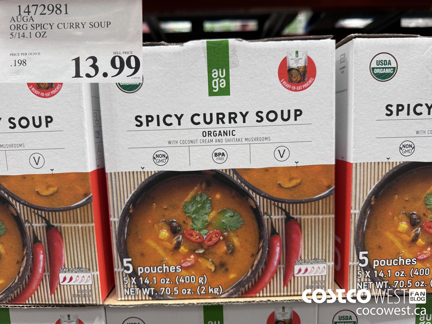 1472981 AUGA ORG SPICY CURRY SOUP 5/14.1 OZ $13.99