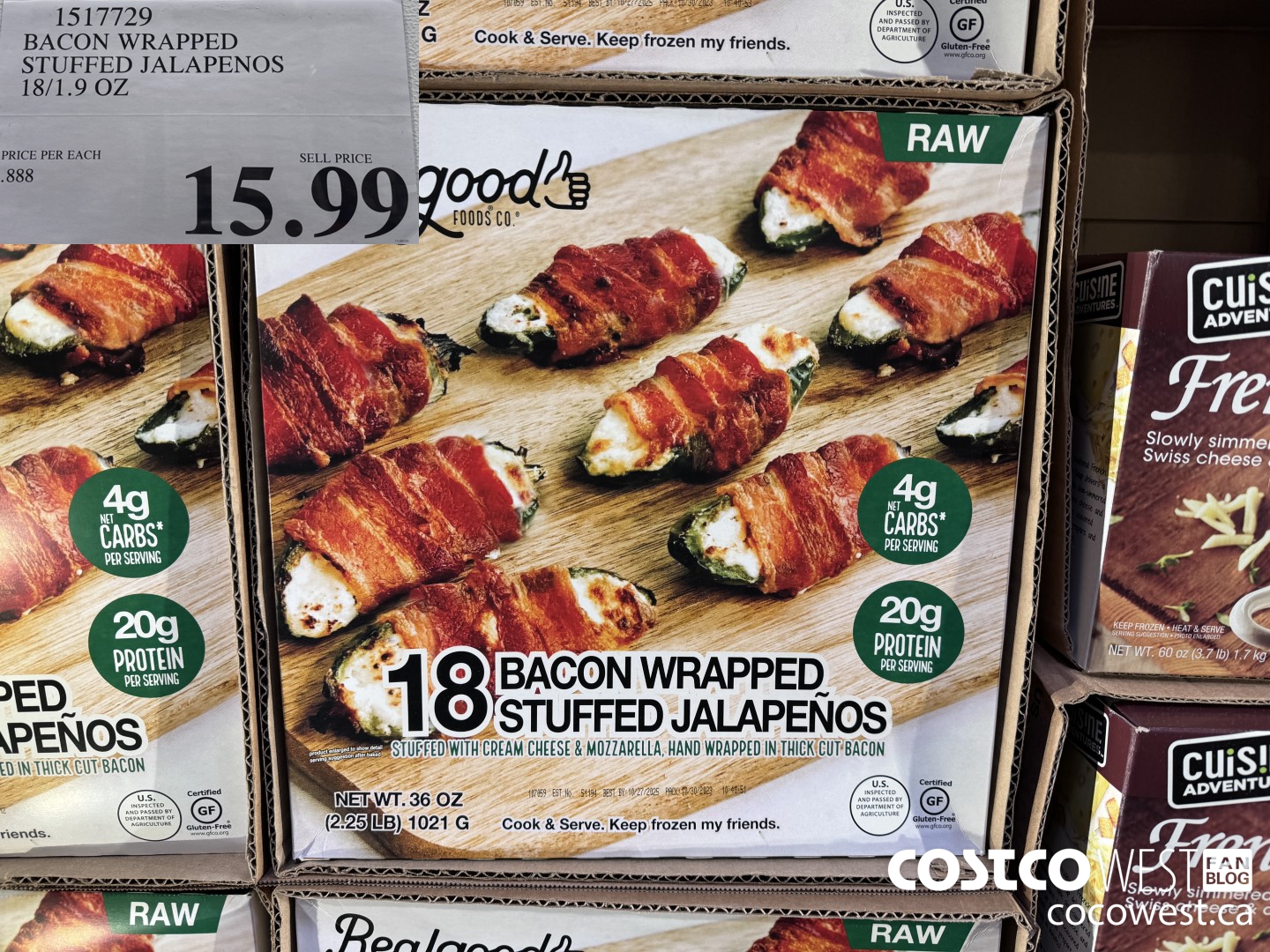 1517729 BACON WRAPPED STUFFED JALAPENOS 18/1.9 OZ $15.99