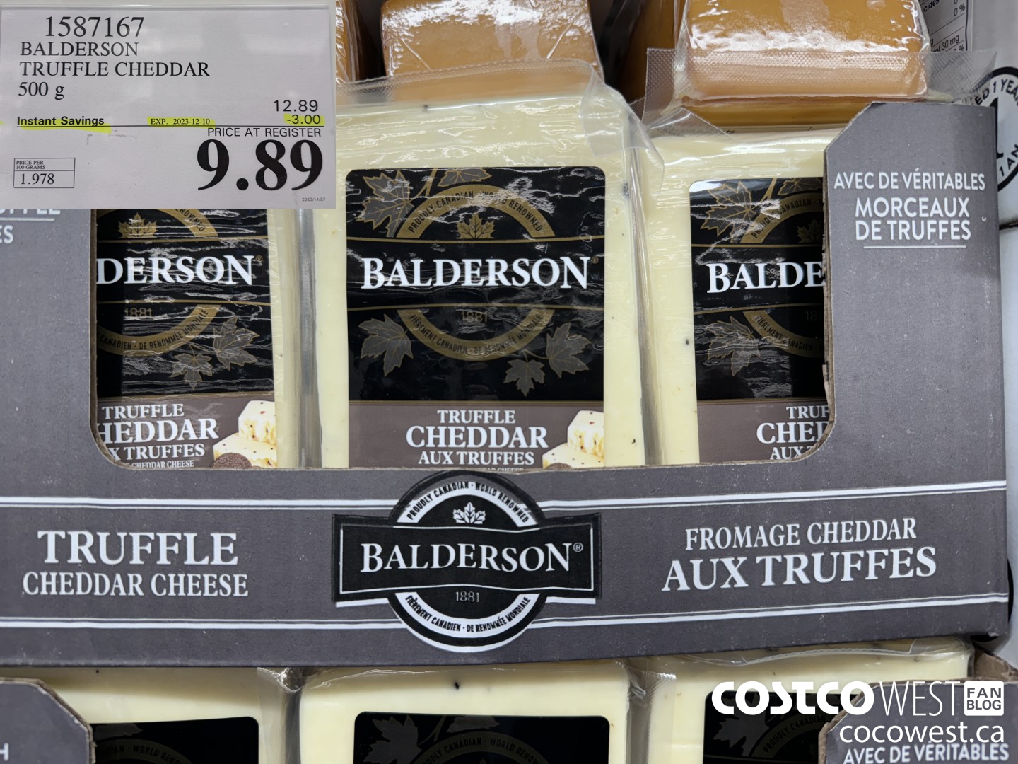 1587167 BALDERSON TRUFFLE CHEDDAR 500 g ($3.00 INSTANT SAVINGS EXPIRES ON 2023-12-10) $9.89