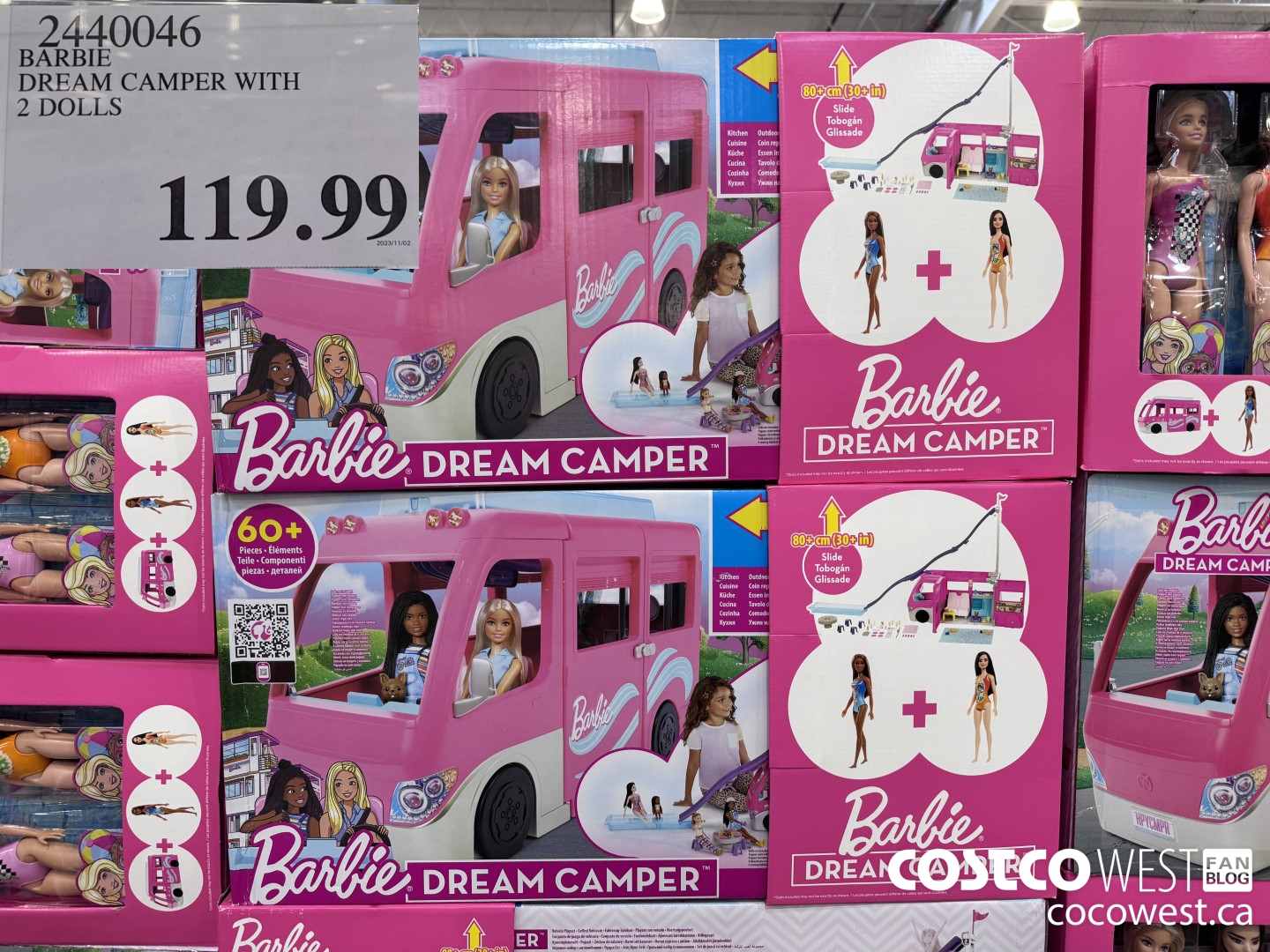 2440046 BARBIE DREAM CAMPER WITH 2 DOLLS $119.99