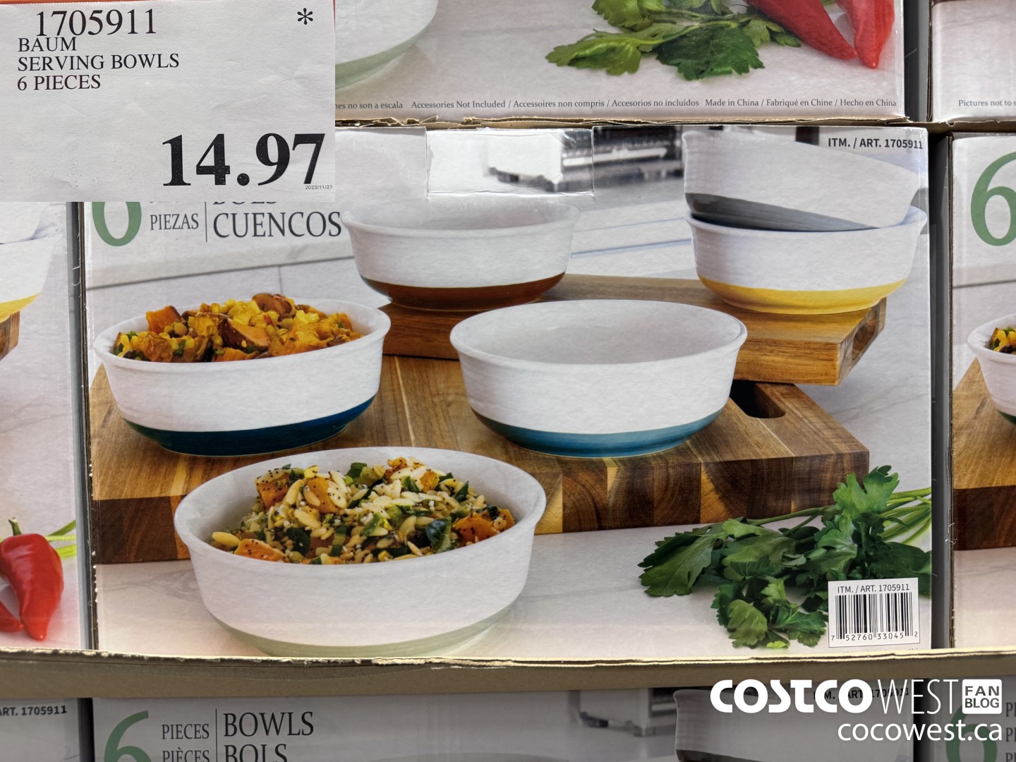 1705911 BAUM SERVING BOWLS 6 PIECES $14.97