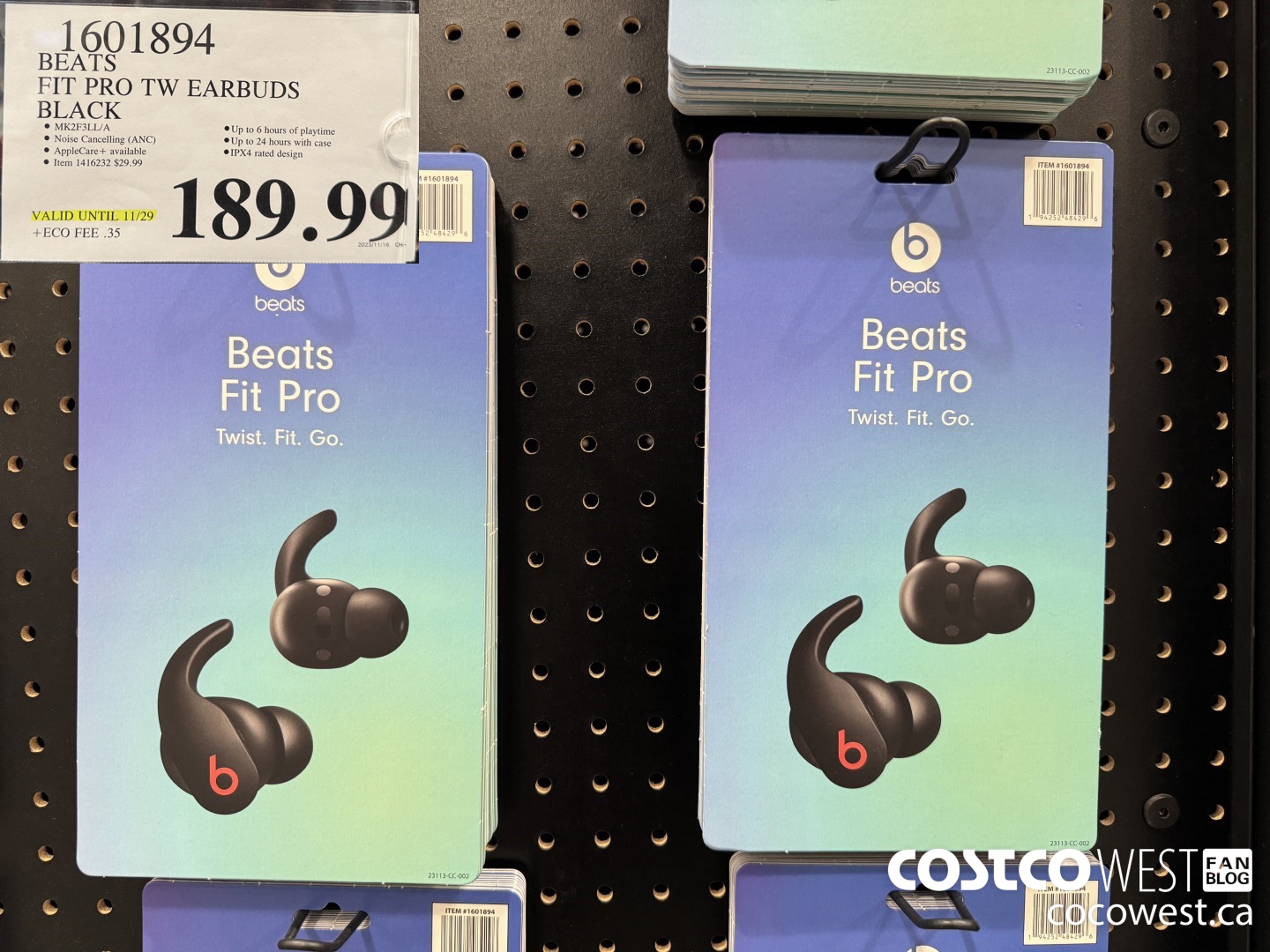 1601894 BEATS FIT PRO TW EARBUDS BLACK (EXPIRES ON 2023-11-29) $189.99