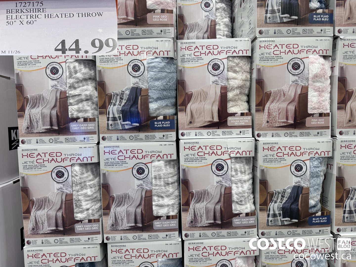 1727175 BERKSHIRE ELECTRIC HEATED THROW 50