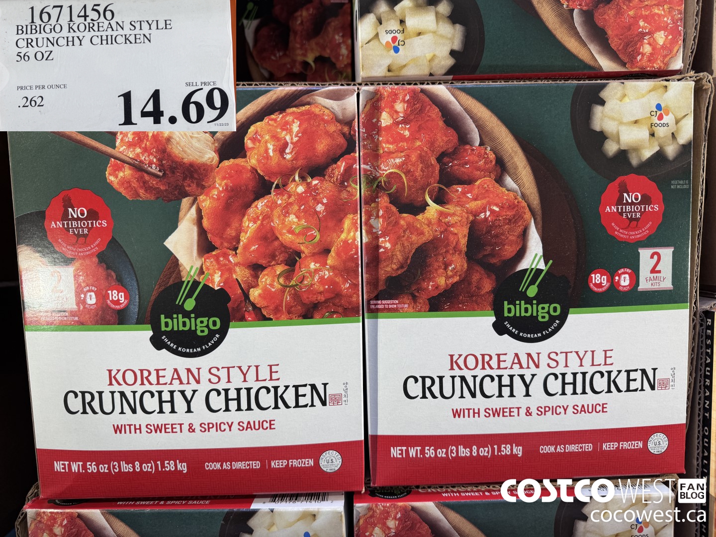 1671456 BIBIGO KOREAN STYLE CRUNCHY CHICKEN 56 OZ $14.69