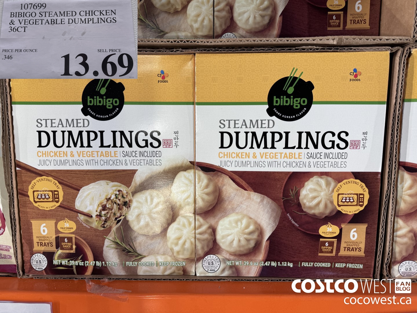 107699 BIBIGO STEAMED CHICKEN & VEGETABLE DUMPLINGS 36 CT $13.69