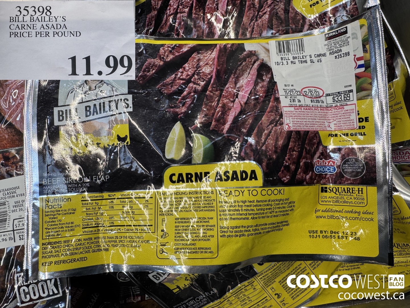 35398 BILL BAILEY'S CARNE ASADA PRICE PER POUND $11.99