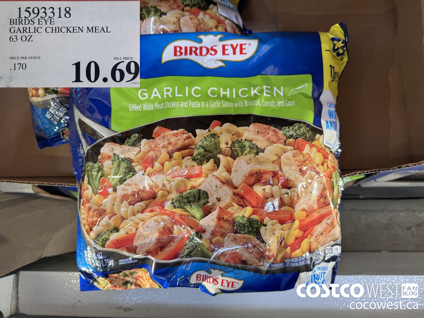 1593318 BIRDS EYE GARLIC CHICKEN MEAL 63 OZ $10.69