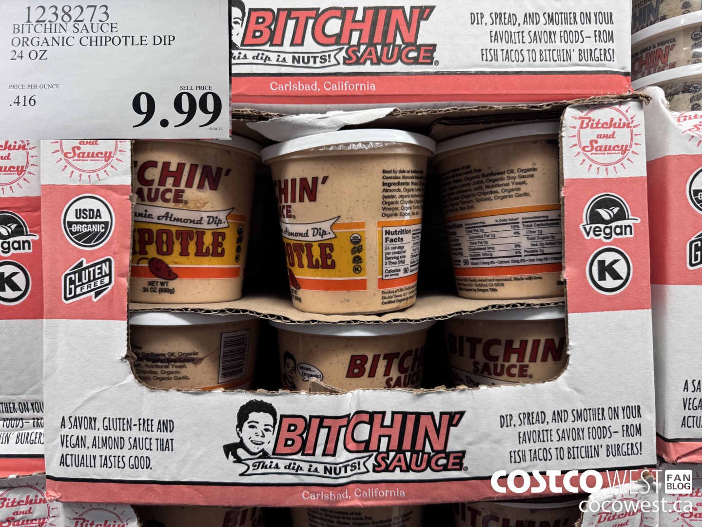 1238273 BITCHIN SAUCE ORGANIC CHIPOTLE DIP 24 OZ  $9.99