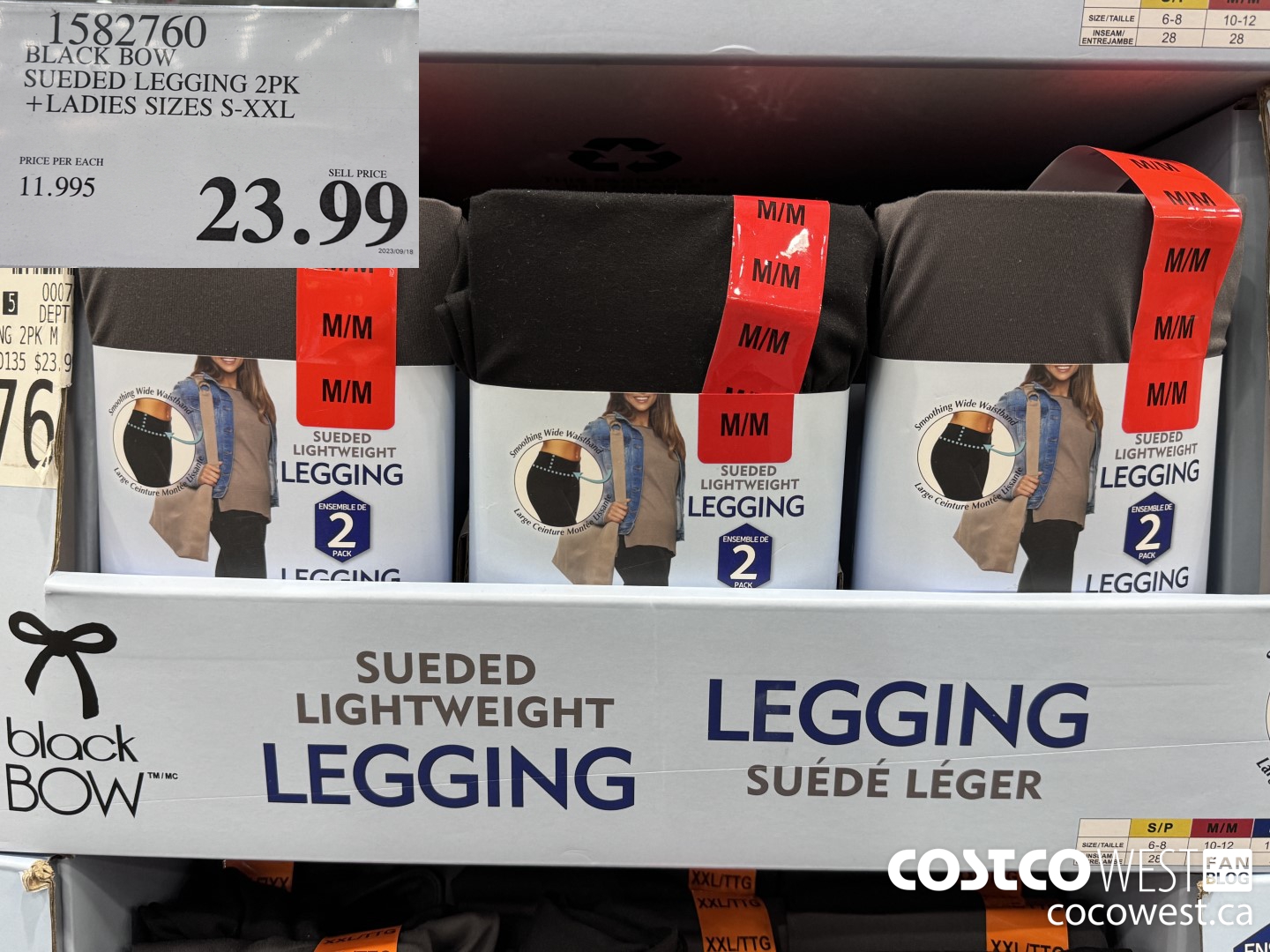 1582760 BLACK BOW SUEDED LEGGINGS 2PK LADIES SIZES S-XXL $23.99