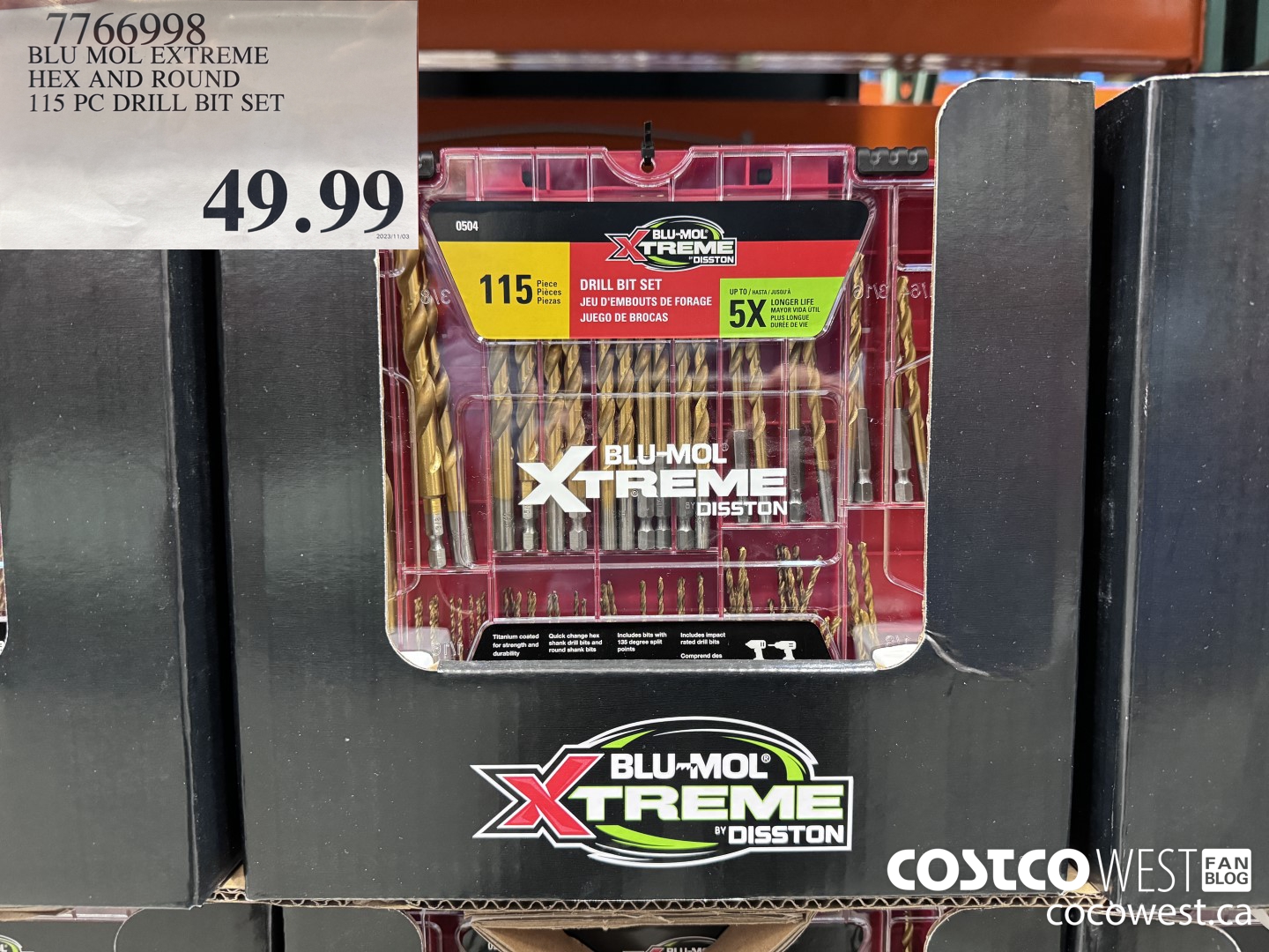 7766998 BLU MOL EXTREME HEX AND ROUND 115 PC DRILL BIT SET $49.99