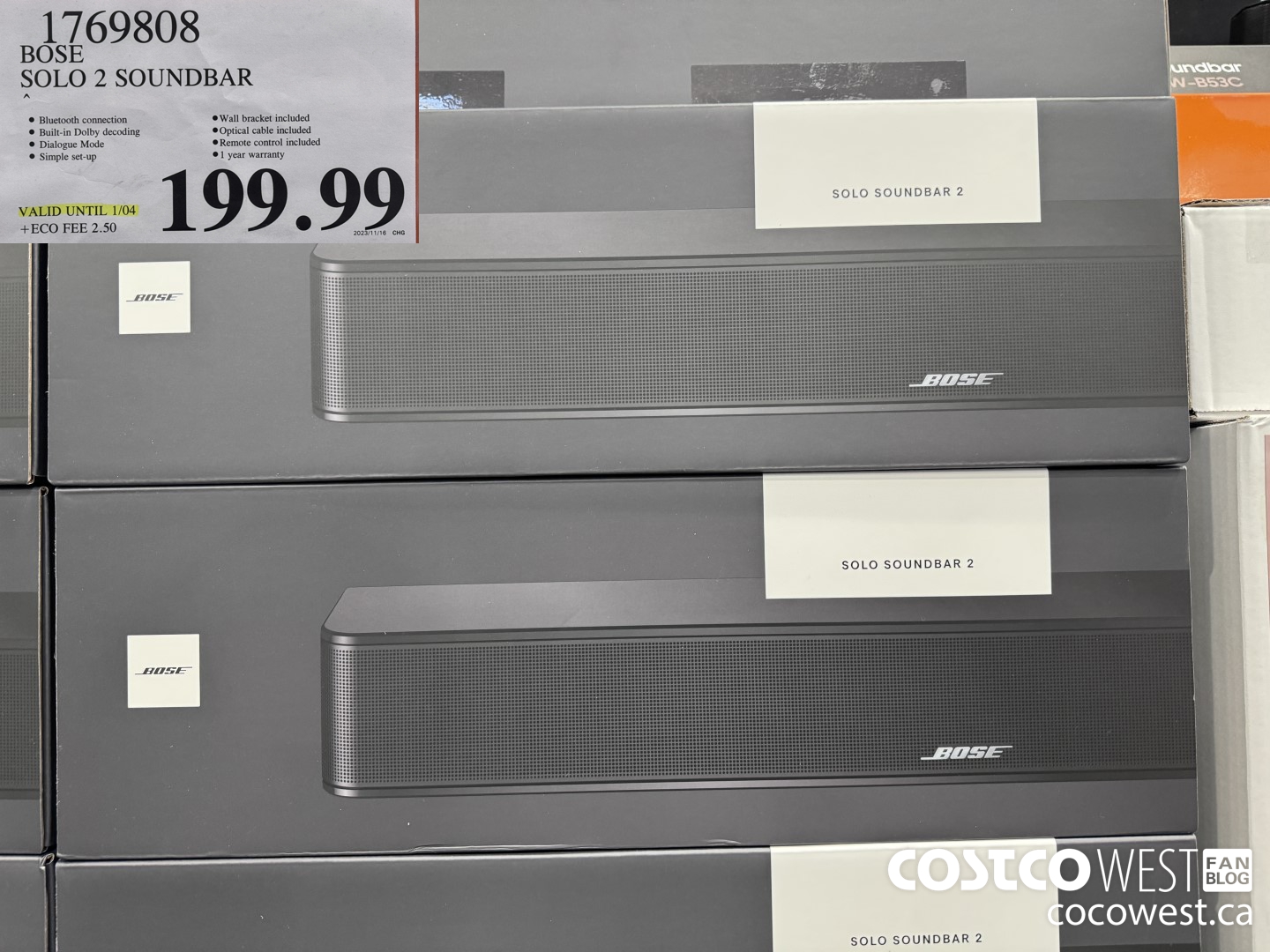 1769808 BOSE SOLO 2 SOUNDBAR (EXPIRES ON 2024-01-04) $199.99