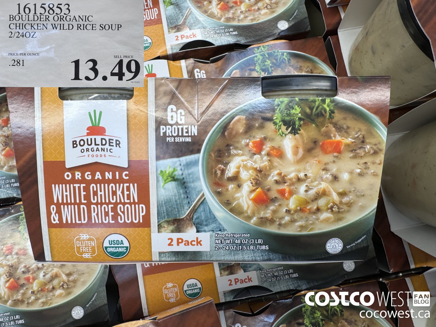 1615853 BOULDER ORGANIC CHICKEN WILD RICE SOUP 2/24 OZ $13.49