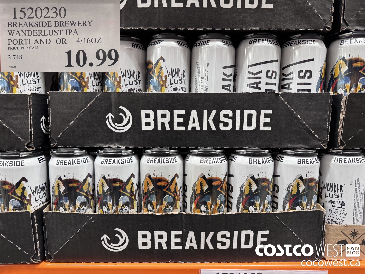 1520230 BREAKSIDE BREWERY WANDERLUST IPA PORTLAND OR 4/16OZ $10.99