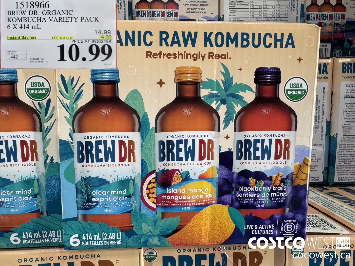 1518966 BREW DR. ORGANIC KOMBUCHA VARIETY PACK 6 X 414 mL ($4.00 INSTANT SAVINGS EXPIRES ON 2023-12-10) $10.99