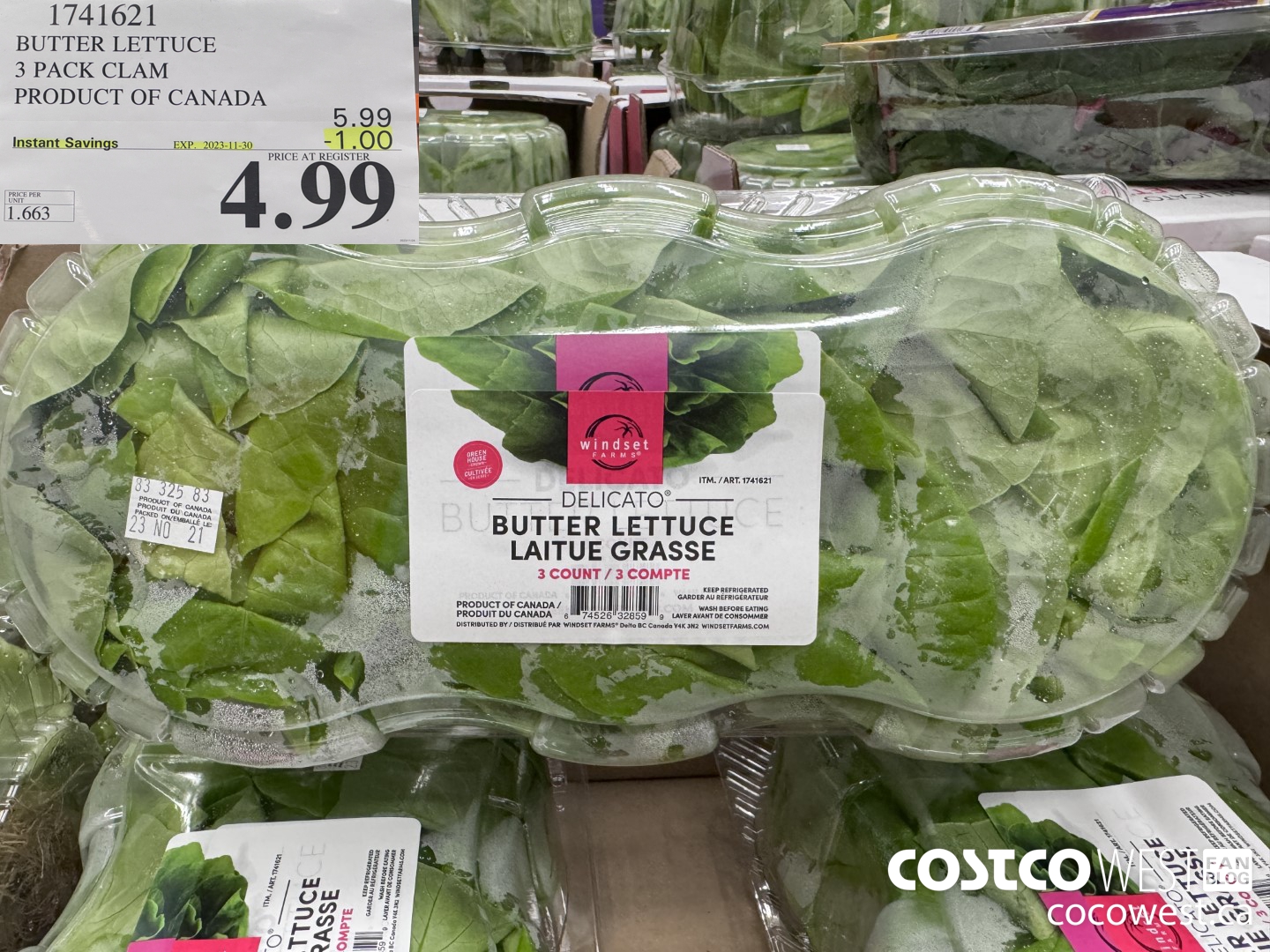 1741621 BUTTER LETTUCE 3 PACK CLAM PRODUCT OF CANADA ($1.00 INSTANT SAVINGS EXPIRES ON 2023-12-30) $4.99