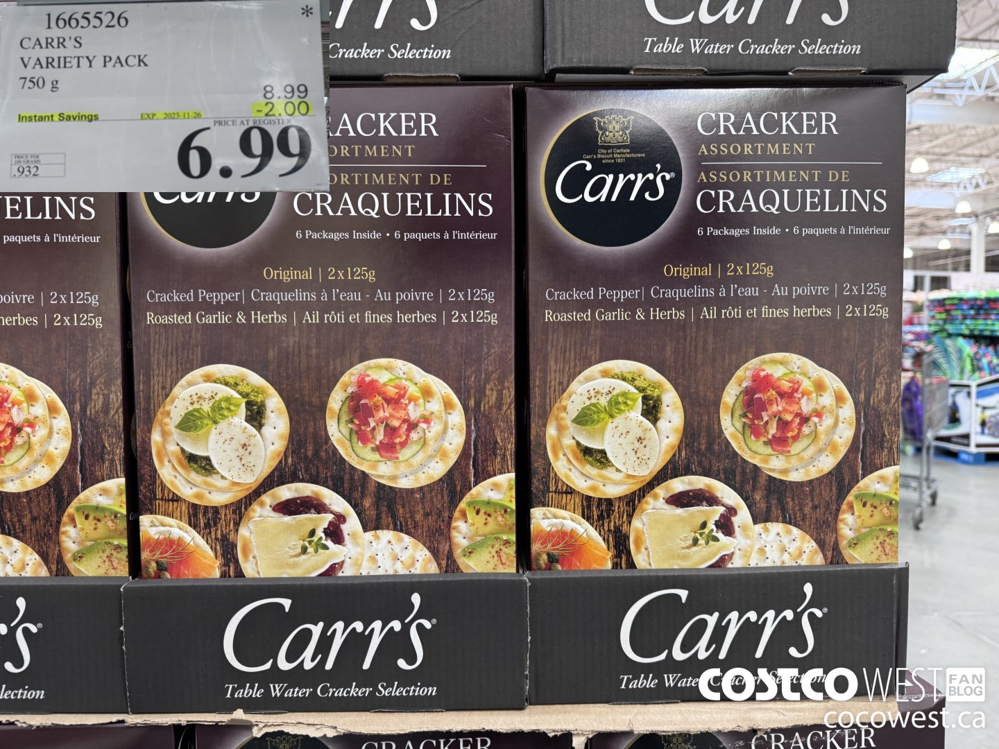 1665526 CARR'S VARIETY PACK 750 G ($2.00 INSTANT SAVINGS EXPIRES ON 2023-11-26) $6.99