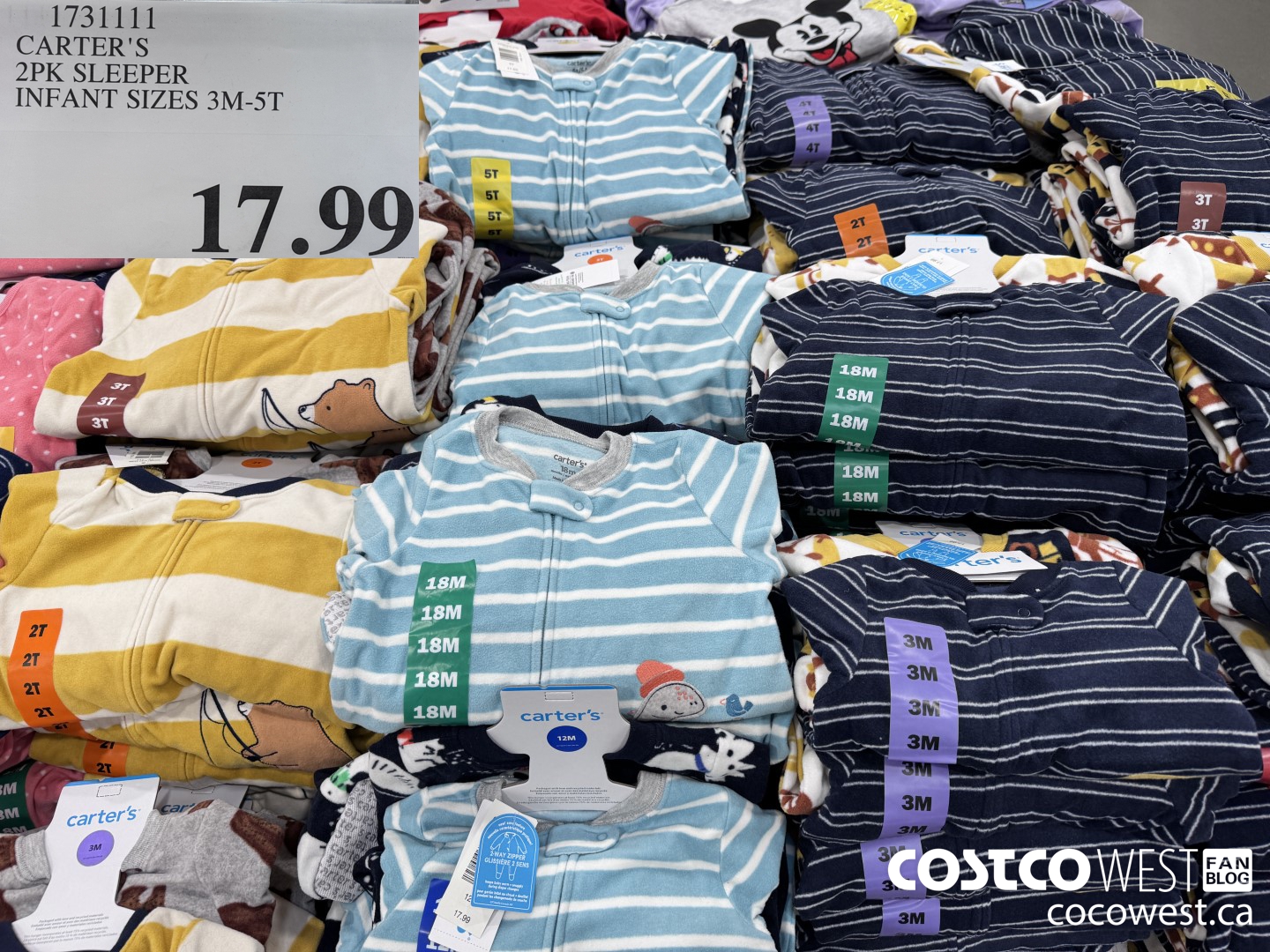 1731111 CARTER'S 2PK SLEEPER INFANT SIZES 3M-5T $17.99