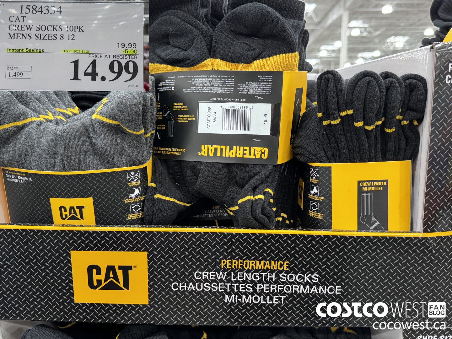 1584334 CAT CREW SOCKS 10PK MENS SIZES 8-12 ($5.00 INSTANT SAVINGS EXPIRES ON 2023-11-26) $14.99