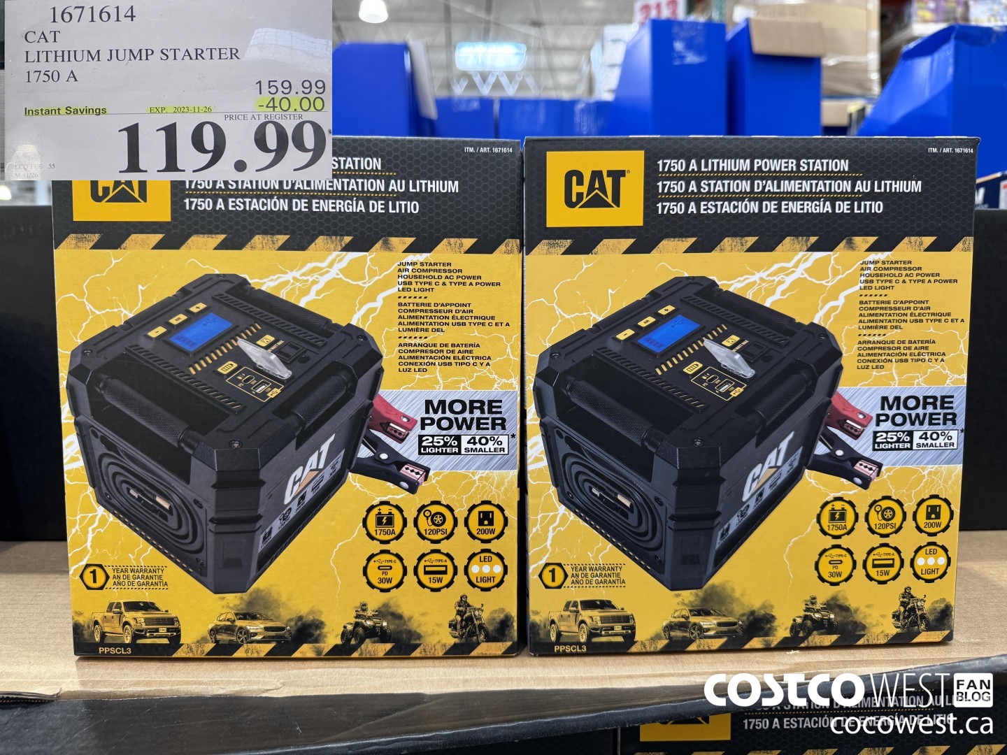 1671614 CAT LITHIUM JUMP STARTER 1750 A ($40.00 INSTANT SAVINGS EXPIRES ON 2023-11-26) $119.99