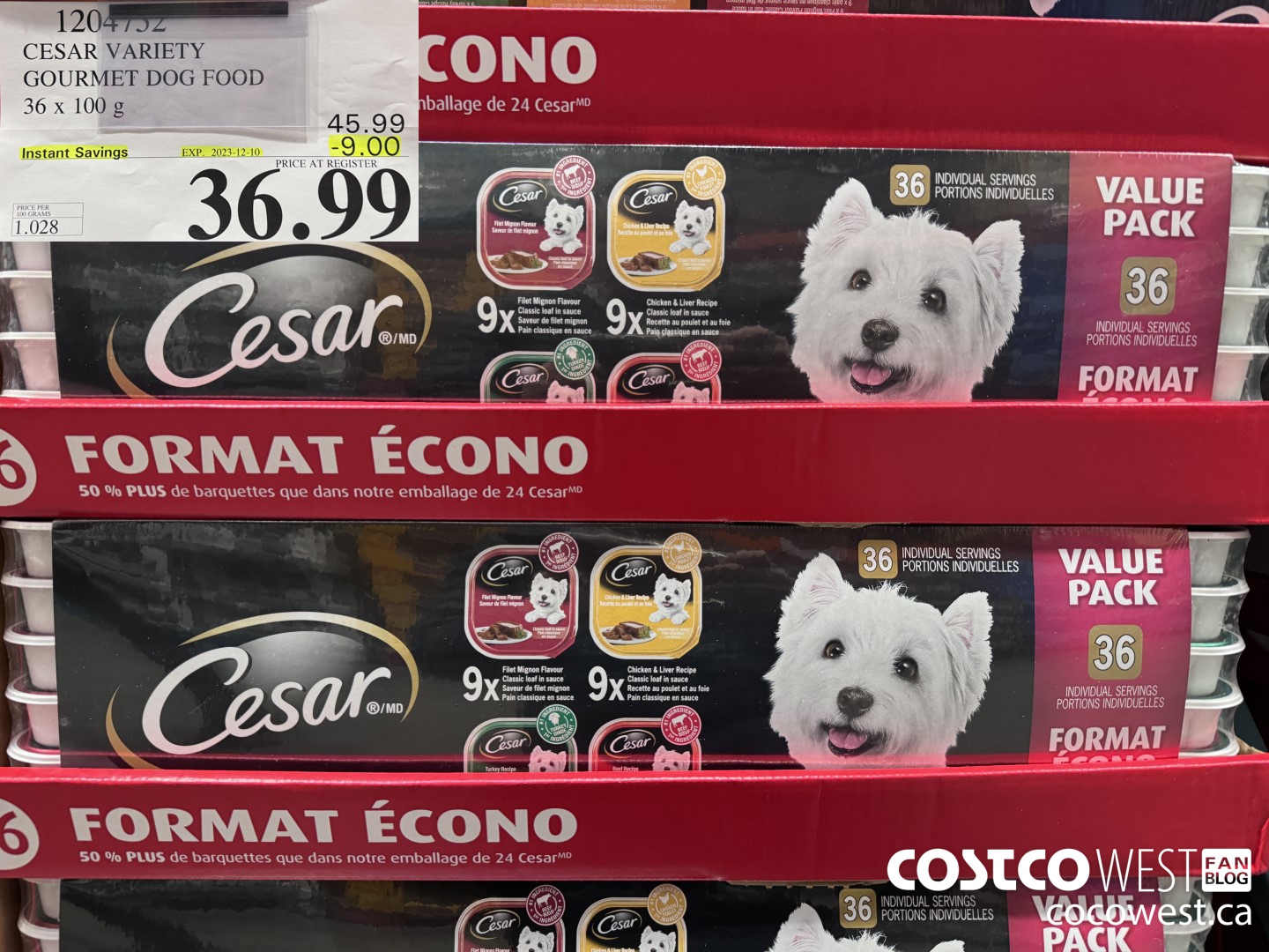 1204752 CESAR VARIETY GOURMET DOG FOOD 36 x 100 g ($9.00 INSTANT SAVINGS EXPIRES ON 2023-12-10) $36.99