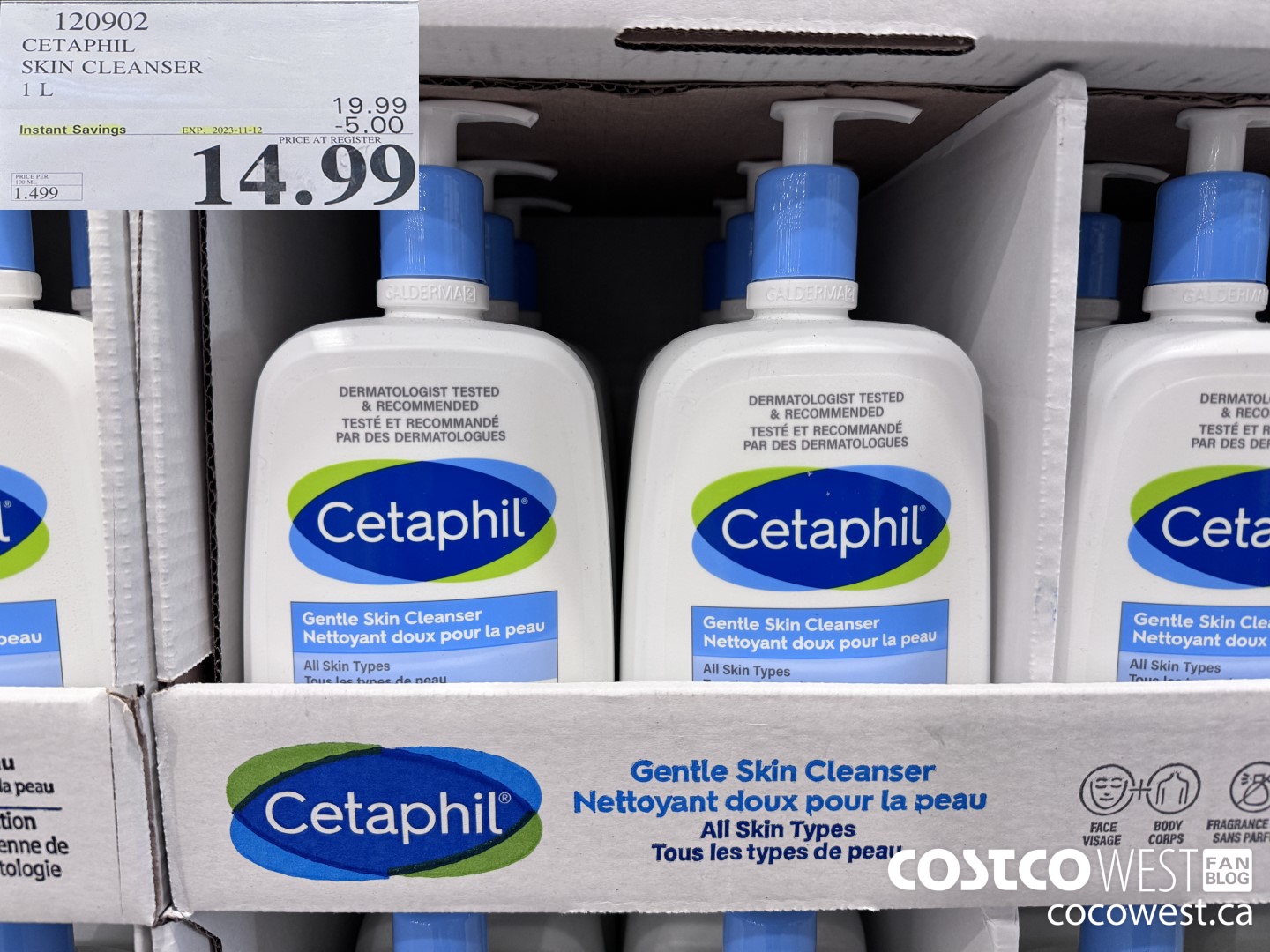 120902 CETAPHIL SKIN CLEANSER 1L ($5.00 INSTANT SAVINGS EXPIRES ON 2023-11-12) $14.99