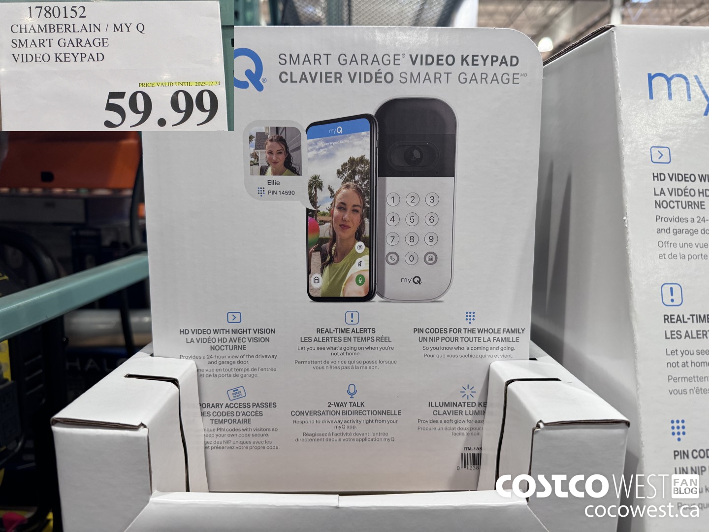 1780152 CHAMBERLAIN / MY Q SMART GARAGE VIDEO KEYPAD (EXPIRES ON 2023-12-24) $59.99