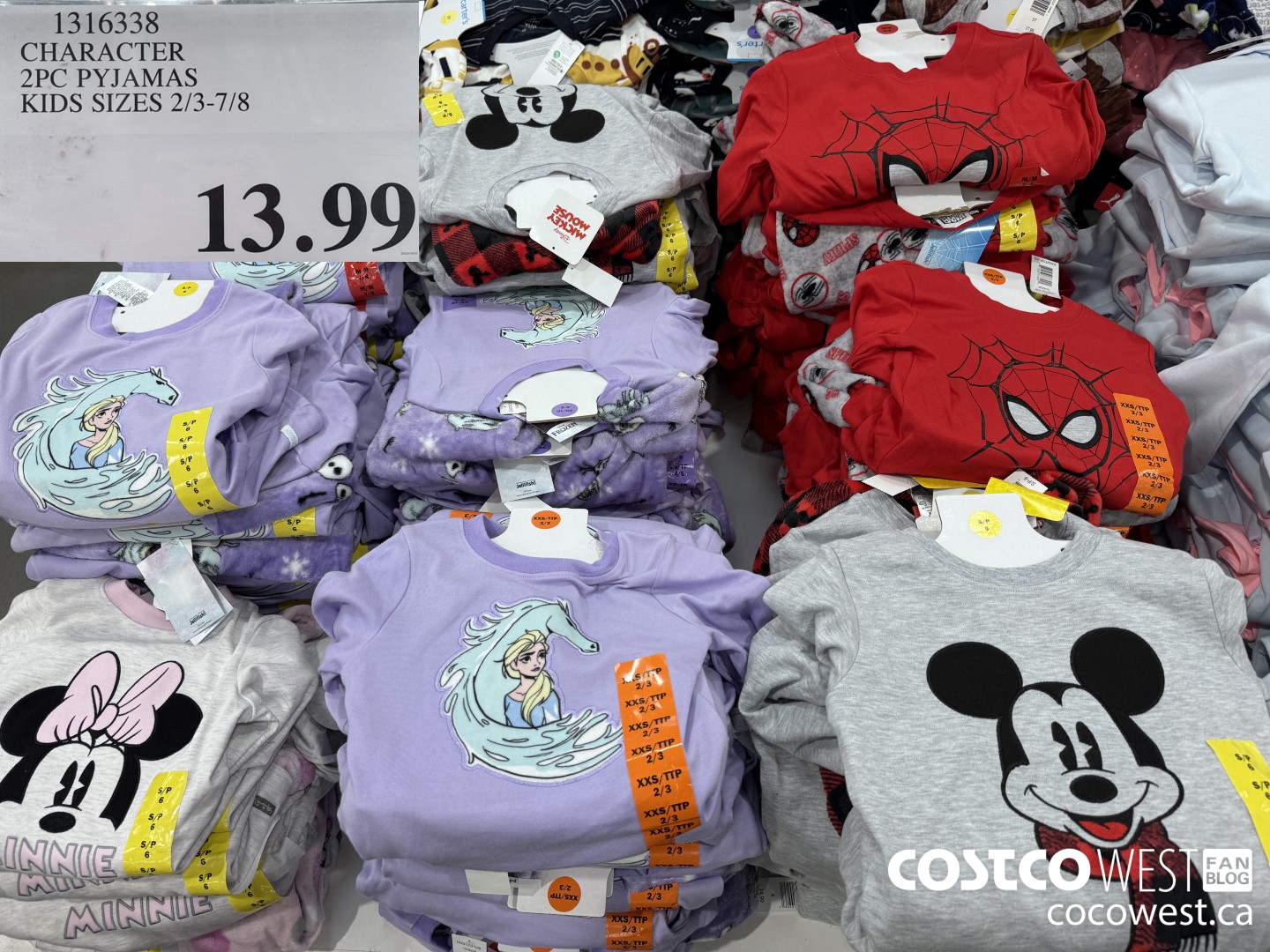 1316338 CHARACTER 2PC PYJAMAS KIDS SIZES 2/3-7/8 $13.99