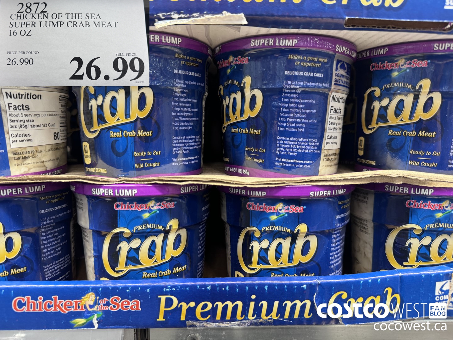 2872 CHICKEN OF THE SEA SUPER LUMP CRAB MEAT 16 OZ $26.99