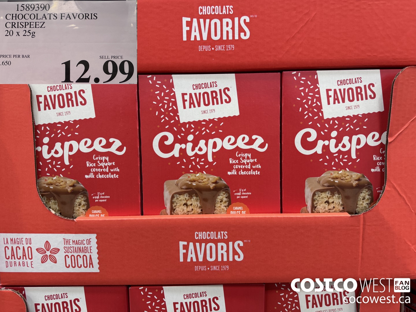 1589390 CHOCOLATS FAVORIS CRISPEEZ 20 X 25 G $12.99