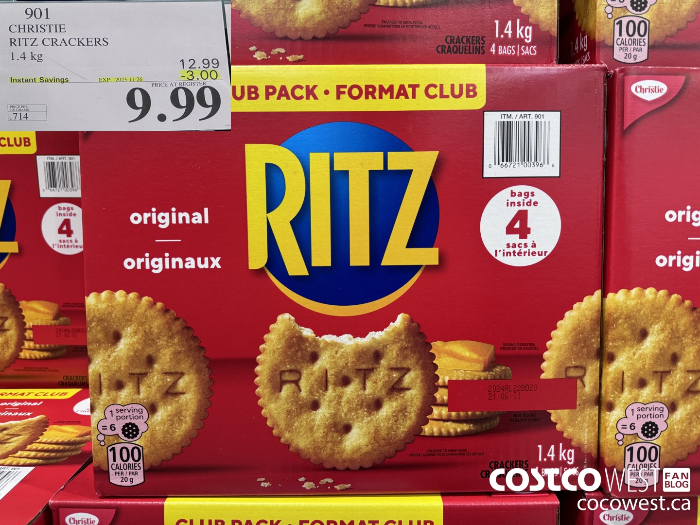 901 CHRISTIE RITZ CRACKERS 1.4 kg ($3.00 INSTANT SAVINGS EXPIRES ON 2023-11-26) $9.99