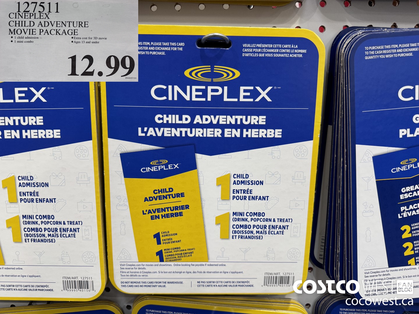 127511 CINEPLEX CHILD ADVENTURE MOVIE PACKAGE $12.99