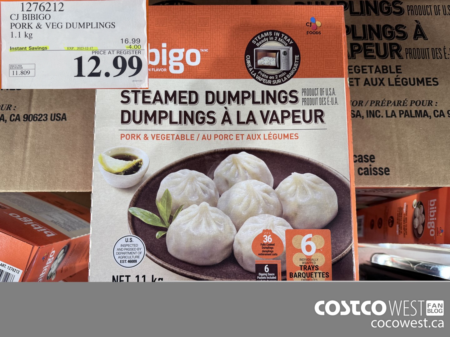 1276212 CJ BIBIGO PORK & VEG DUMPLINGS 1.1KG ($4.00 INSTANT SAVINGS EXPIRES ON 2023-12-17) $12.99