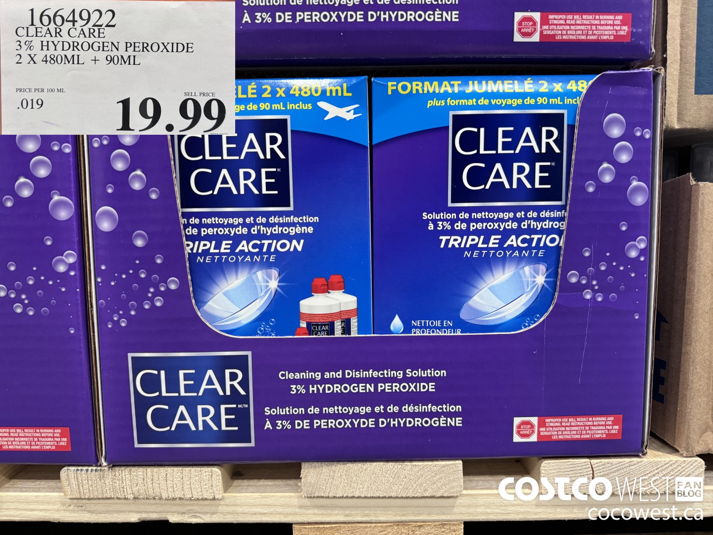 1664922 CLEAR CARE 3% HYDROGEN PEROXIDE 2 X 480ML + 90 ML $19.99