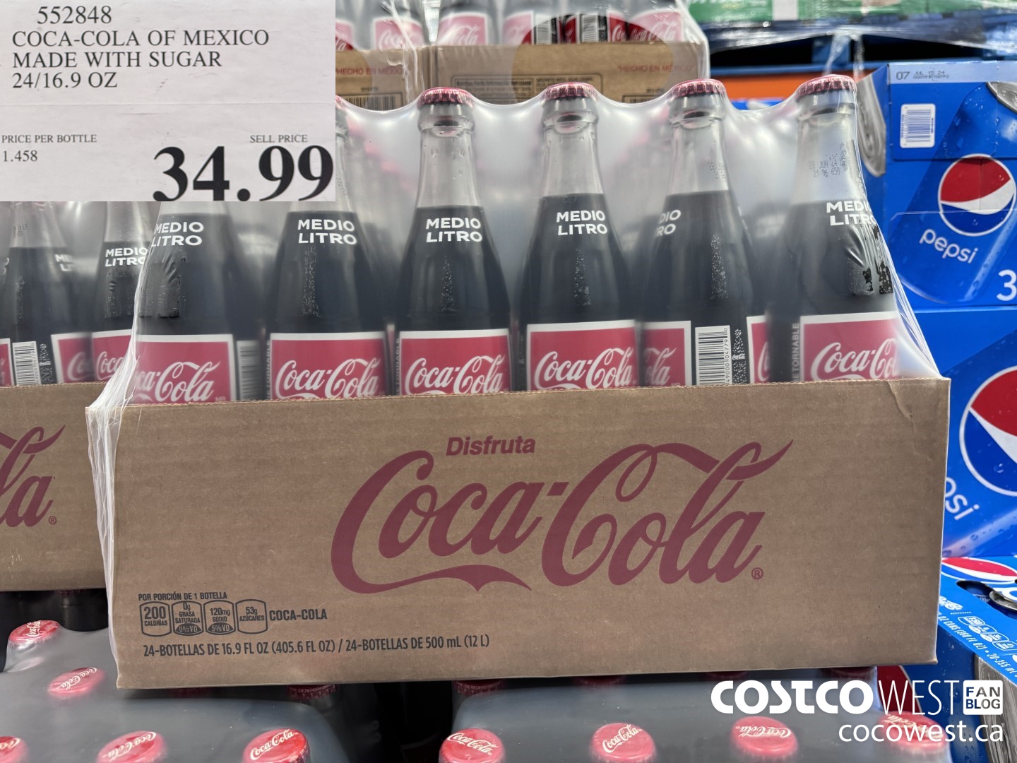 552848 COCA-COLA OF MEXICO MADE WITH SUGAR 24/16.9 OZ $34.99