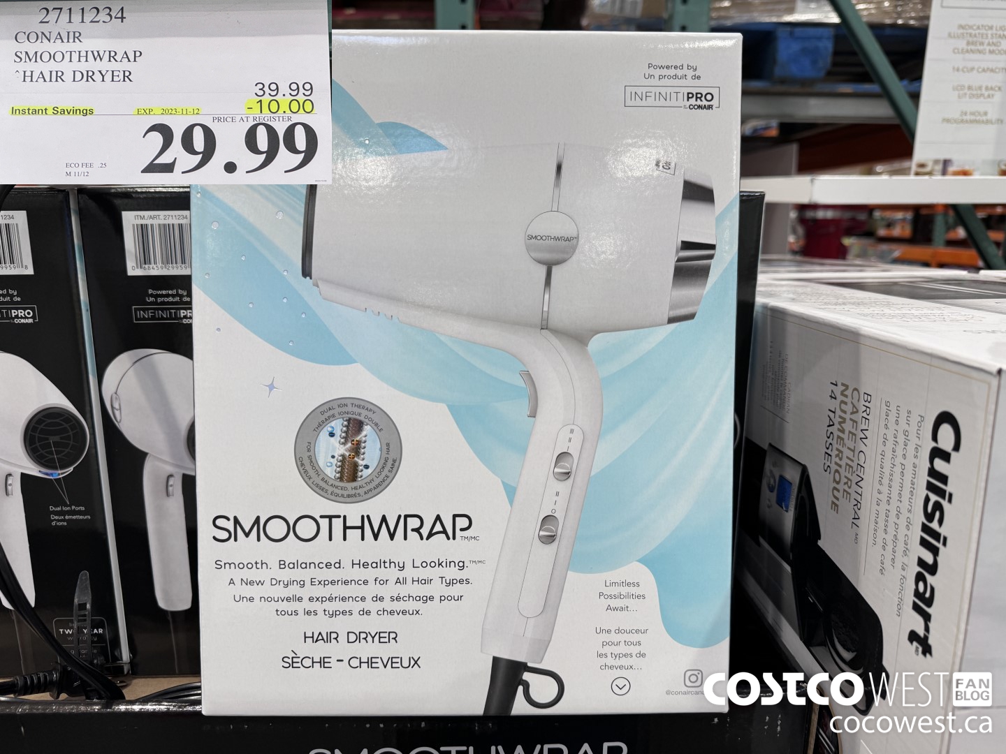 2711234 CONAIR SMOOTHWRAP HAIR DRYER ($10.00 INSTANT SAVINGS EXPIRES ON 2023-11-12) $29.99