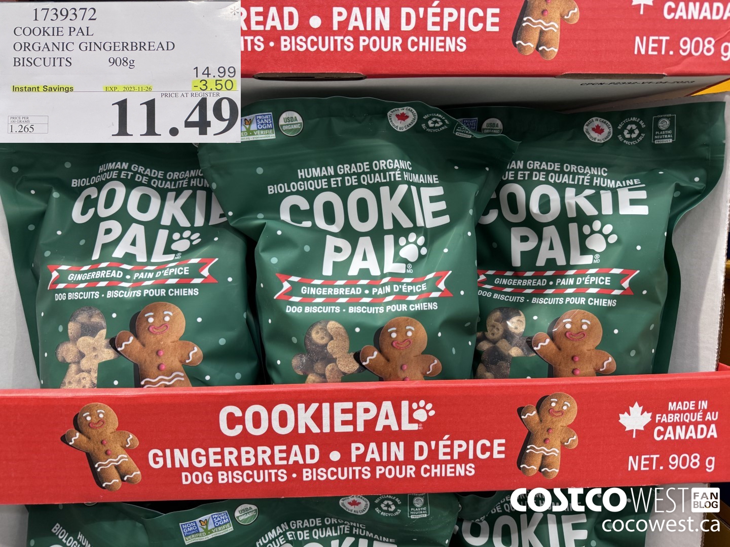 1739372 COOKIE PAL ORGANIC GINGERBREAD BISCUITS 908G ($3.50 INSTANT SAVINGS EXPIRES ON 2023-11-26) $11.49