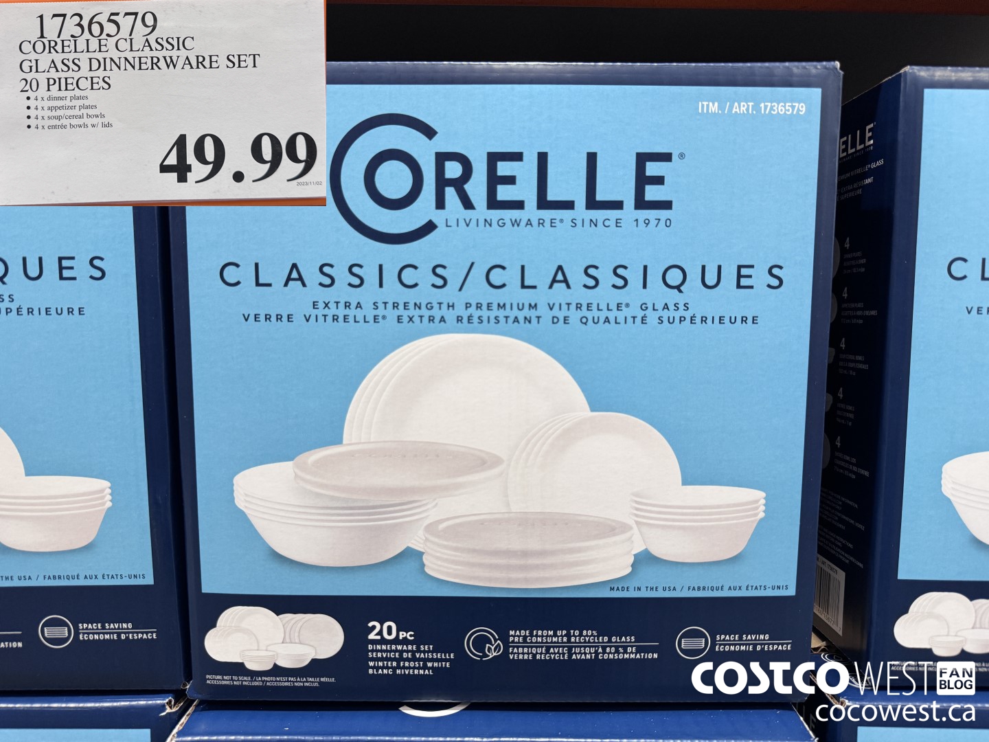 1736579 CORELLE CLASSIC GLASS DINNERWARE SET 20 PIECES $49.99