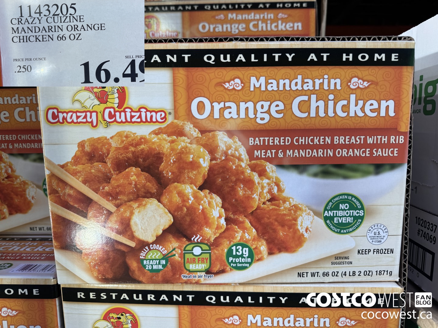 1143205 CRAZY CUIZINE MANDARIN ORANGE CHICKEN 66 OZ $16.49