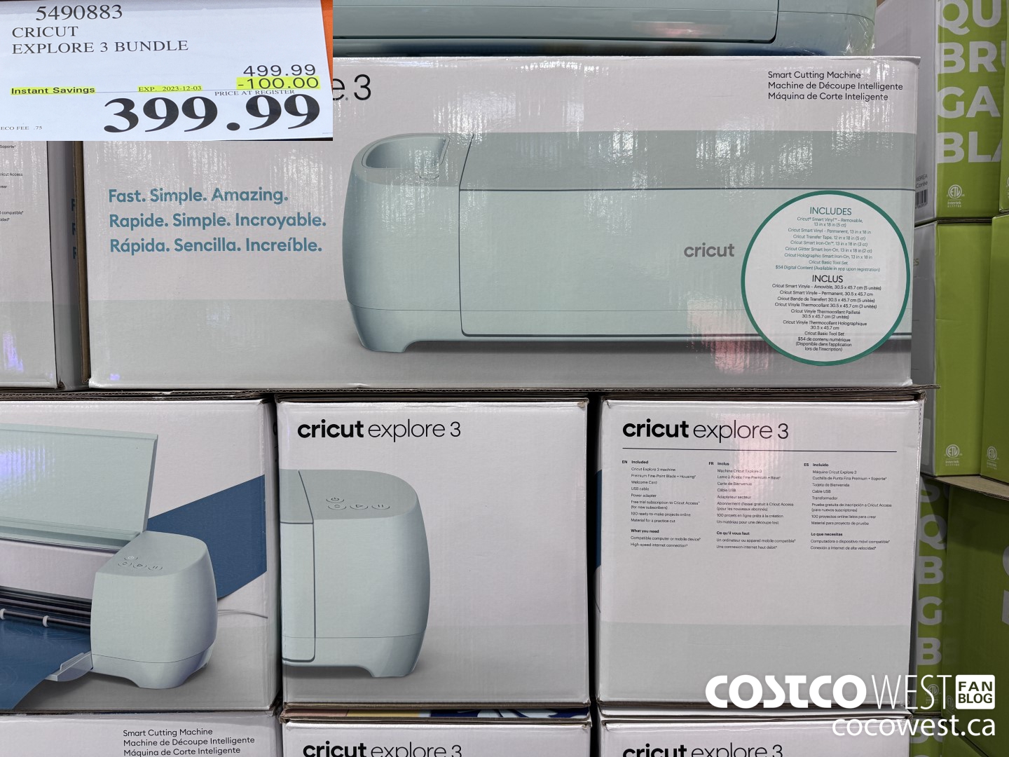 5490883 CRICUT EXPLORE 3 BUNDLE ($100.00 INSTANT SAVINGS EXPIRES ON 2023-12-03) $399.99