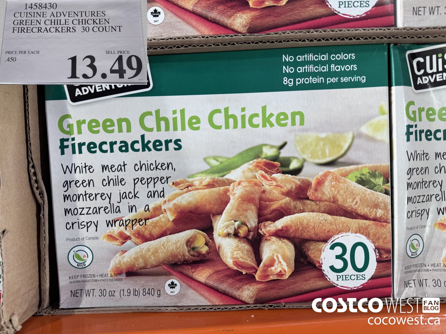 1458430 CUISINE ADVENTURES GREEN CHILE CHICKEN FIRECRACKERS 30 COUNT $13.49