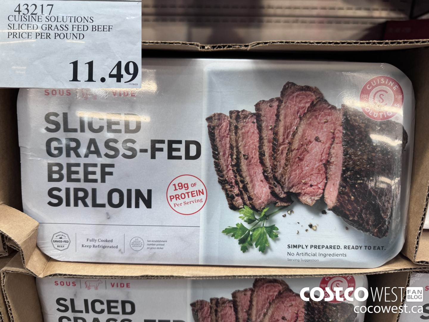 43217 CUISINE SOLUTIONS SLICED GRASS FED BEEF PRICE PER POUND $11.49