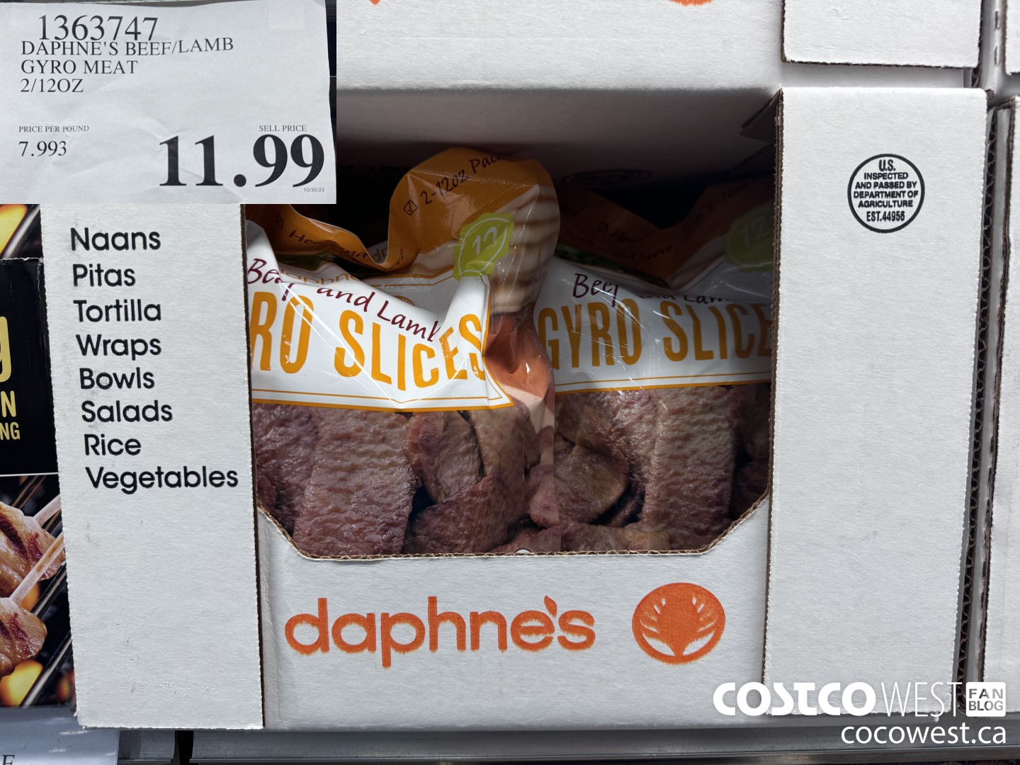 1363747 DAPHNE'S BEEF/LAMB GYRO MEAT 2/12 OZ $11.99