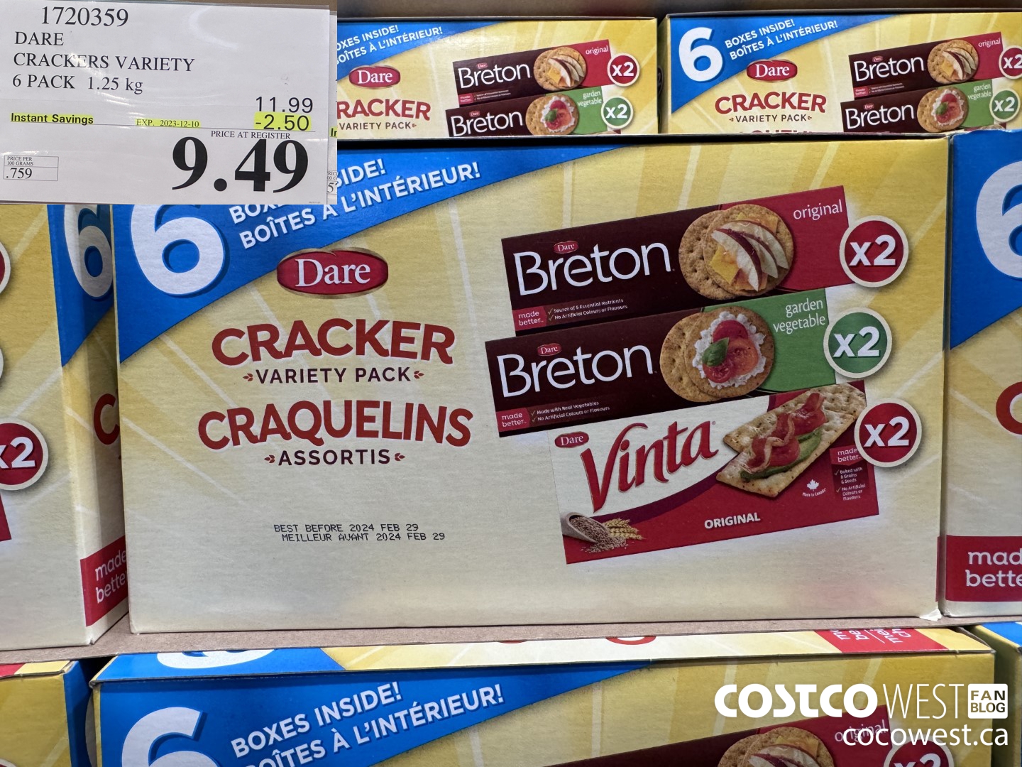 1720359 DARE CRACKERS VARIETY 6 PACK 1.25 KG ($2.50 INSTANT SAVINGS EXPIRES ON 2023-12-10) $9.49