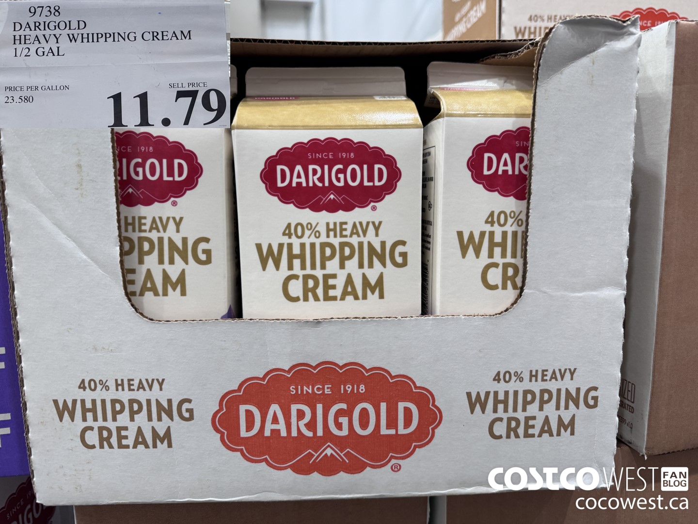 9738 DARIGOLD HEAVY WHIPPING CREAM 1/2 GAL  $11.79