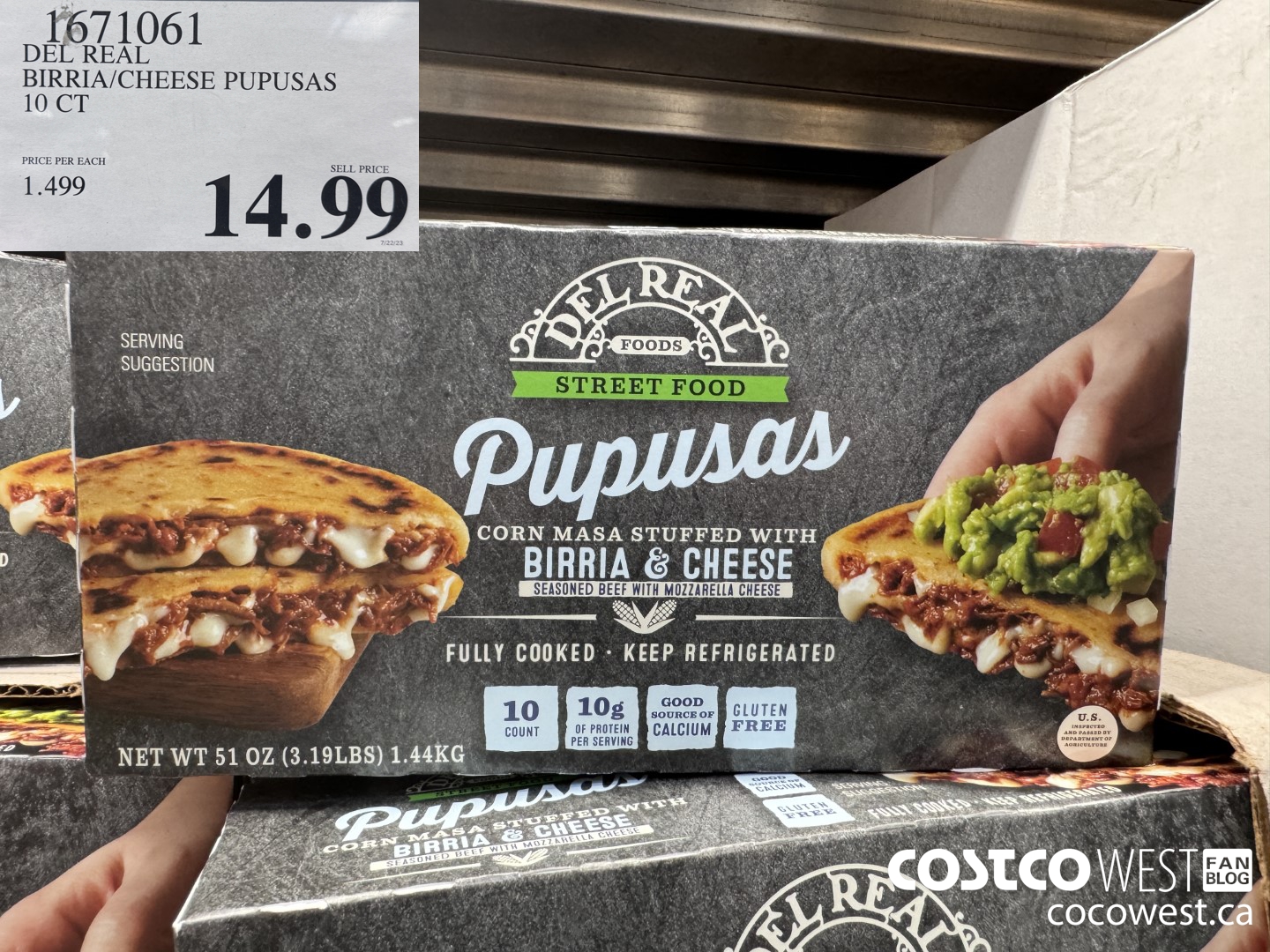 1671061 DEL REAL BIRRIA/CHEESE PUPUSAS 10 CT $14.99