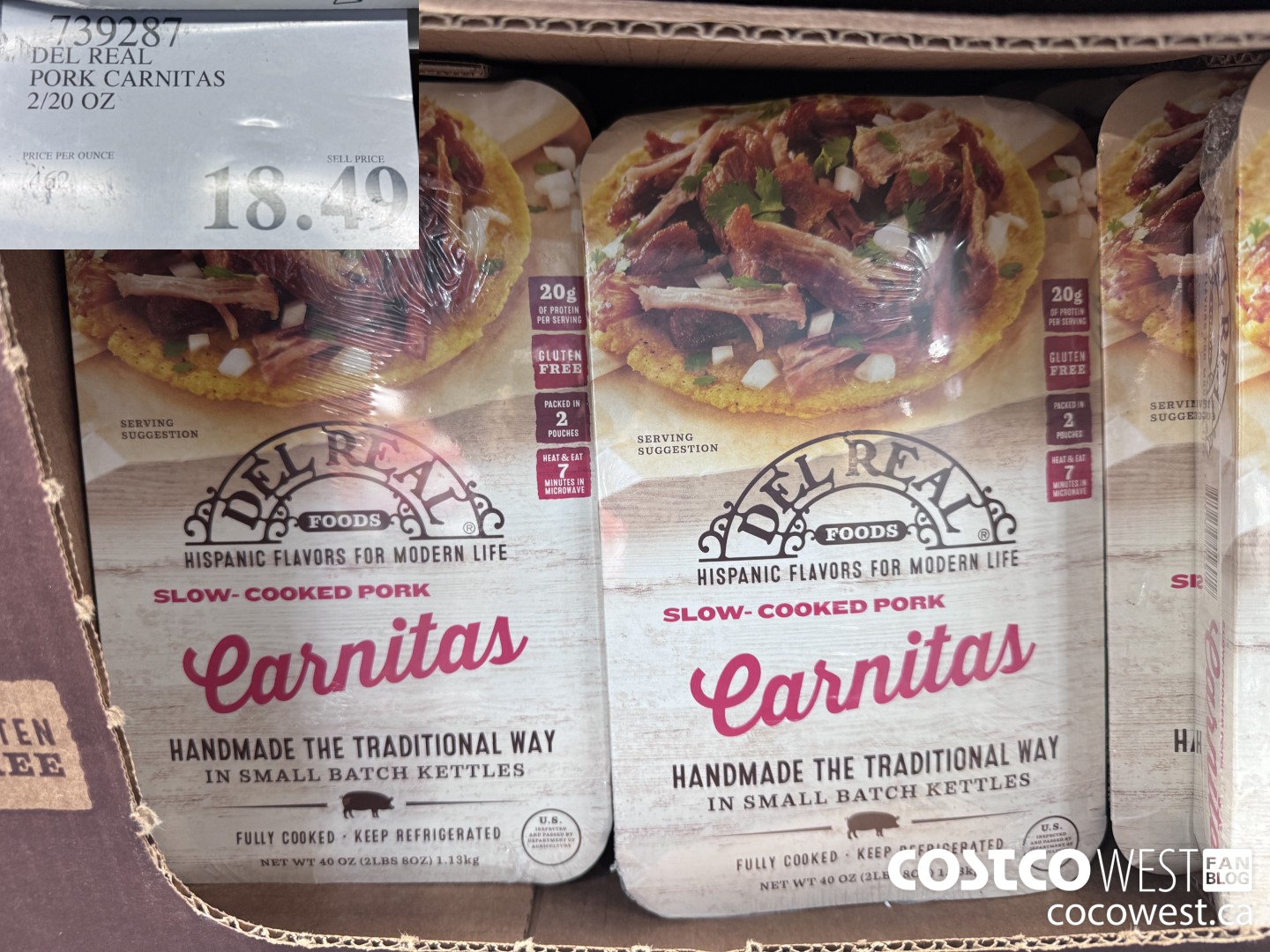 739287 DEL REAL PORK CARNITAS 2/20 OZ $18.49