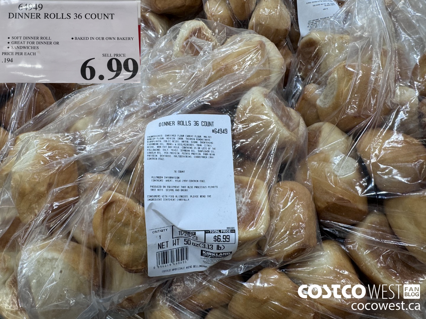 64949 DINNER ROLLS 36 COUNT $6.99