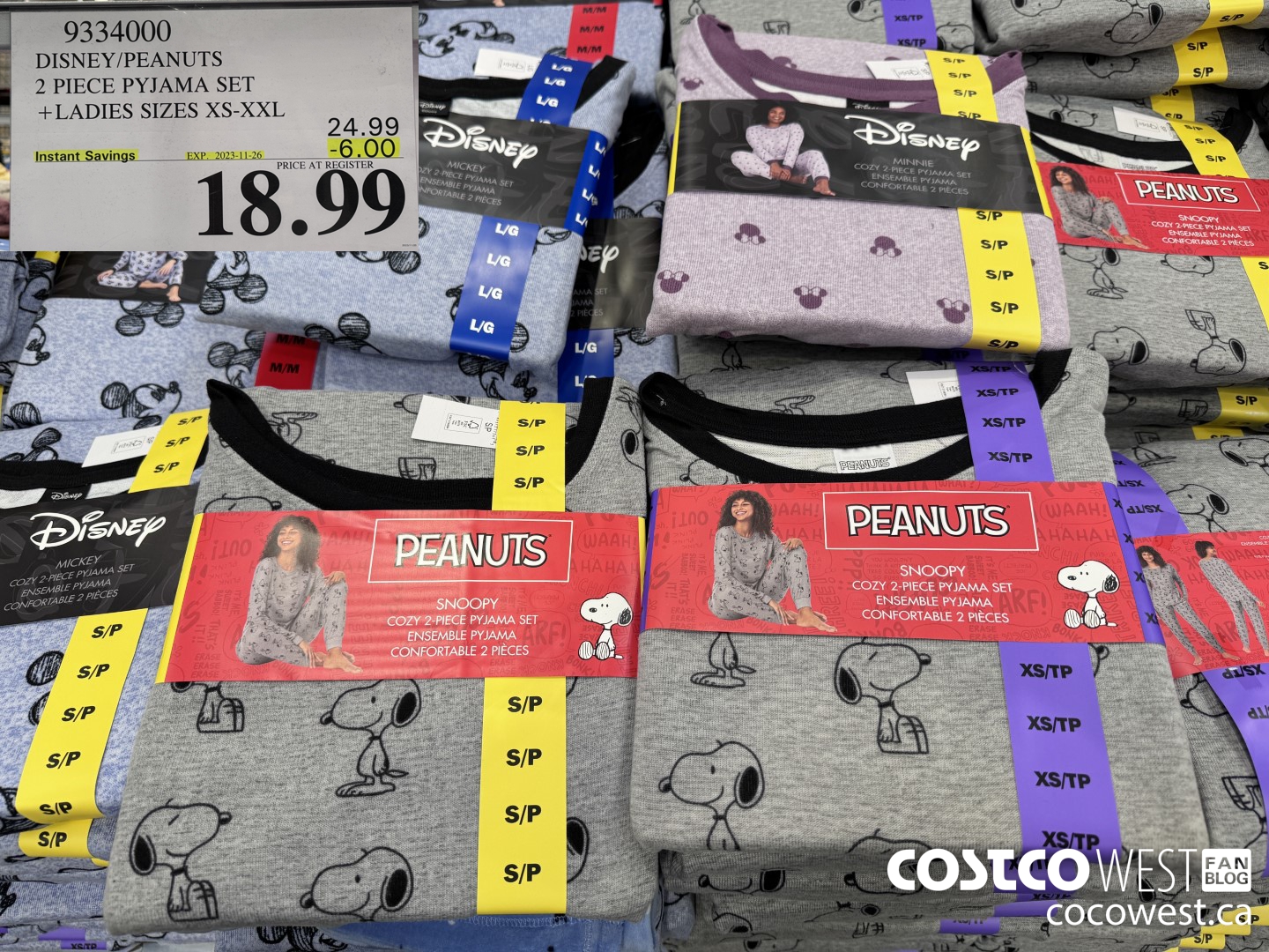 9334000 DISNEY/PEANUTS 2 PIECE PYJAMA SET LADIES SIZES XS-XXL ($6.00 INSTANT SAVINGS EXPIRES ON 2023-11-26) $18.99