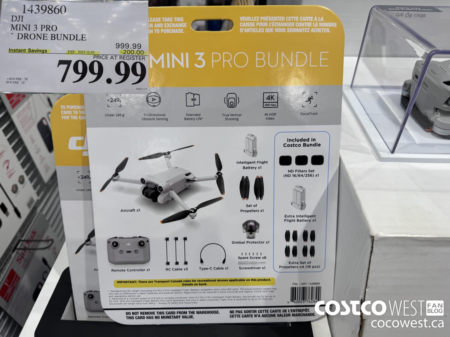 1439860 DJI MINI 3 PRO DRONE BUNDLE ($200.00 INSTANT SAVINGS EXPIRES ON 2023-12-03) $799.99