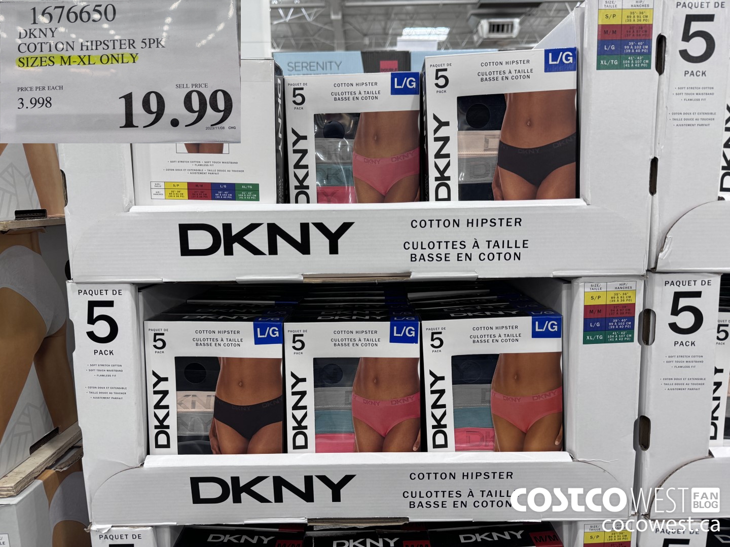 1676650 DKNY COTTON HIPSTERS 5PK LADIES SIZES M-XL ONLY $19.99